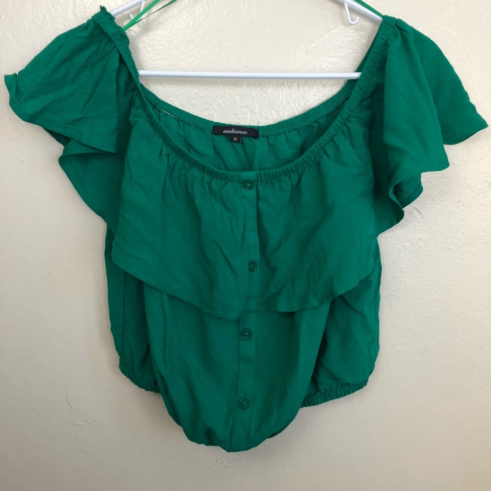 Green flirty Crop top
